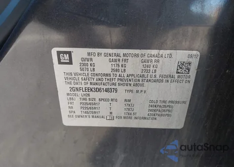 2013 Chevrolet Equinox 1Lt z USA, uszkodzony, nr VIN 2GNFLEEK3D6148379